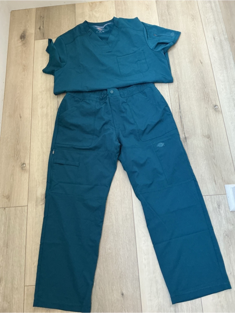 Dickies Teal Wide-Leg Medical Scrub Pants - Picture 2 of 7